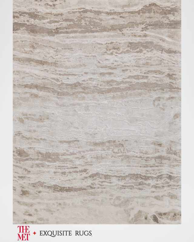 Travertine Hand-Loomed Beige Rug, 6' x 9'